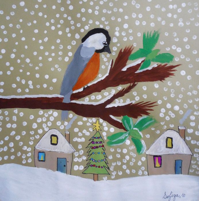 Art Studio PALETTE. Sofiya Spolitak Picture.  Tempera Holidays Christmas 