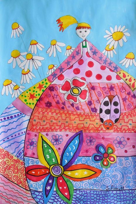 Art Studio PALETTE. Sofiya Spolitak Picture.  Mixed Media Fantasy Zentangle 