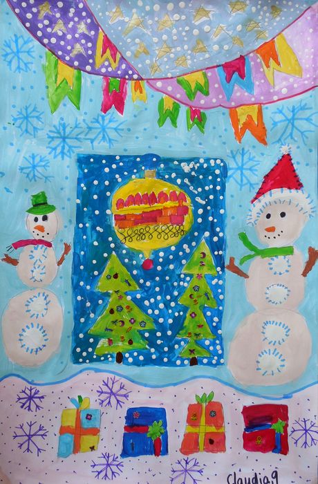 Art Studio PALETTE. Claudia Kochergin Picture.  Marker, Tempera Holidays Christmas 