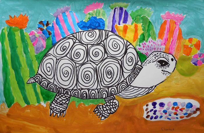 Art Studio PALETTE. Claudia Kochergin Picture.  Marker, Tempera Animals Mix 