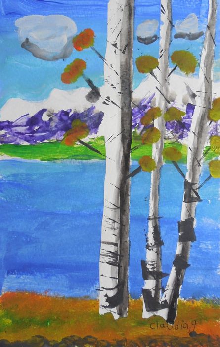 Art Studio PALETTE. Claudia Kochergin Picture.  Tempera Landscape Trees 