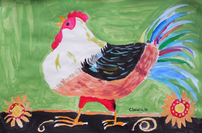 Art Studio PALETTE. Claudia Kochergin Picture.  Tempera Animals Birds 