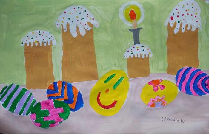 Art Studio PALETTE. Claudia Kochergin Picture.  Tempera Holidays Easter 