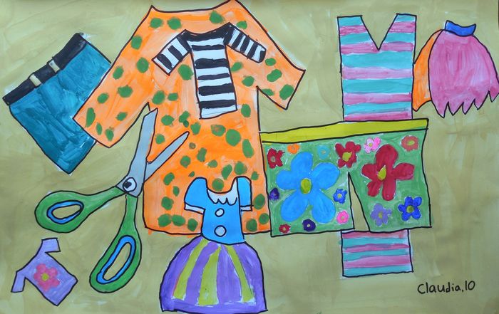 Art Studio PALETTE. Claudia Kochergin Picture.  Marker, Tempera Design Fabric 