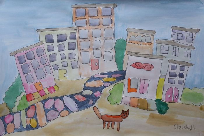 Art Studio PALETTE. Claudia Kochergin Picture.  Watercolour, Ink Landscape Cityscape 