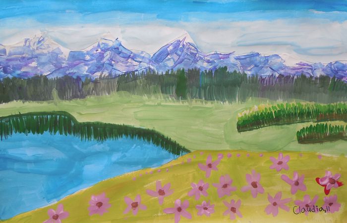 Art Studio PALETTE. Claudia Kochergin Picture.  Tempera Landscape Nature 