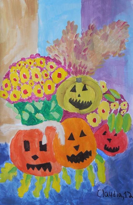 Art Studio PALETTE. Claudia Kochergin Picture.  Tempera Holidays Halloween 