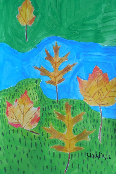 Art Studio PALETTE. Claudia Kochergin Picture.  Mixed Media Plants Leaves 