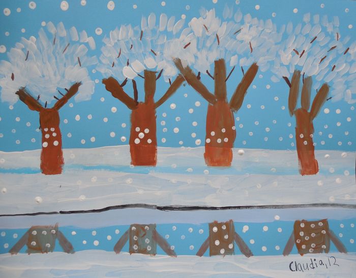 Art Studio PALETTE. Claudia Kochergin Picture.  Tempera Landscape Trees 