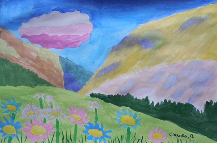 Art Studio PALETTE. Claudia Kochergin Picture.  Tempera Landscape Nature 