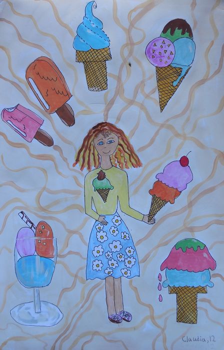 Art Studio PALETTE. Claudia Kochergin Picture.  Marker, Tempera Design Ice Cream 