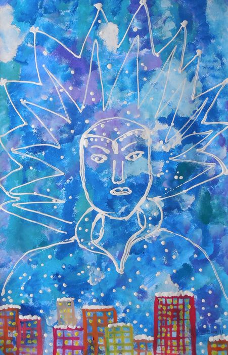 Art Studio PALETTE. Eva Kapytskaya Picture.  Tempera Fantasy Snowqueen 