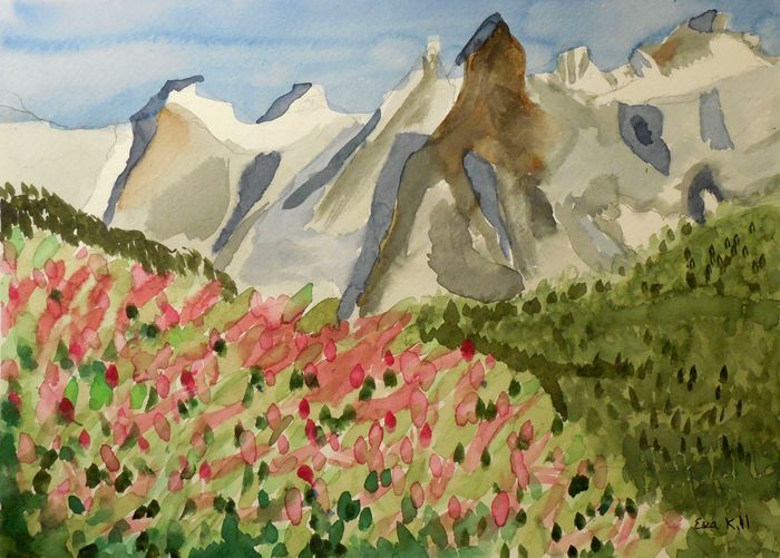 Art Studio PALETTE. Eva Kapytskaya Picture.  Watercolour Landscape Nature 