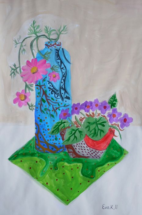 Art Studio PALETTE. Eva Kapytskaya Picture.  Tempera Still Life Still Life 