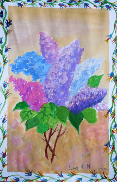 Art Studio PALETTE. Eva Kapytskaya Picture.  Tempera Plants Flowers 