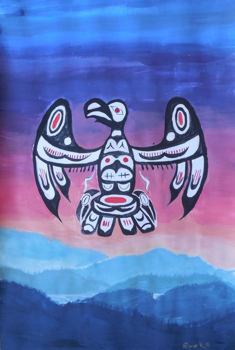 Art Studio PALETTE. Eva Kapytskaya Picture.  Tempera Inspired by Indian Art 