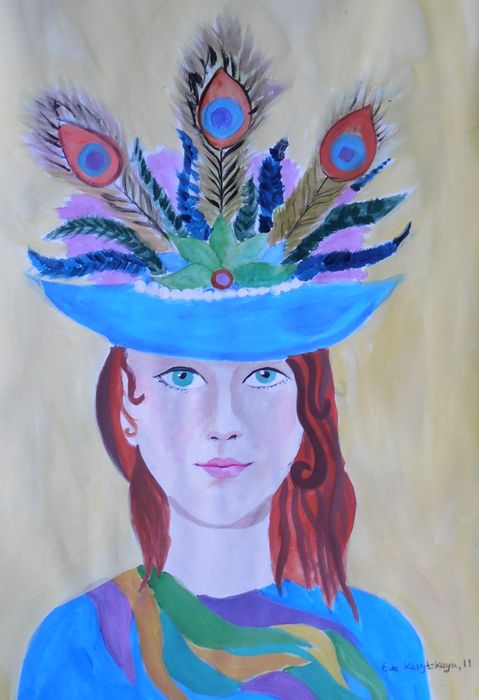 Art Studio PALETTE. Eva Kapytskaya Picture.  Tempera Design Hats 