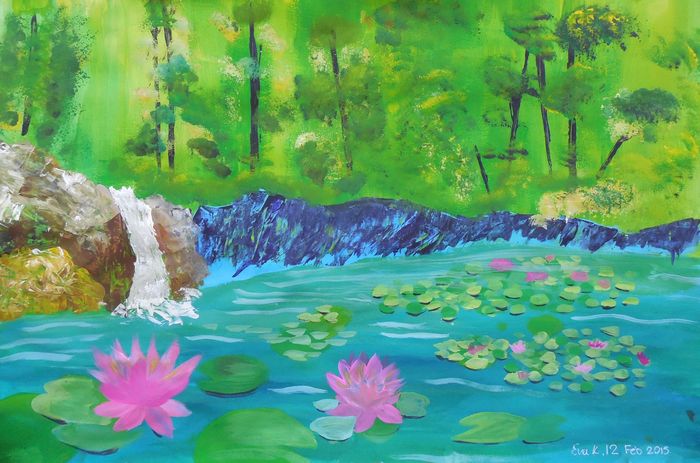 Art Studio PALETTE. Eva Kapytskaya Picture.  Tempera Inspired by Monet 