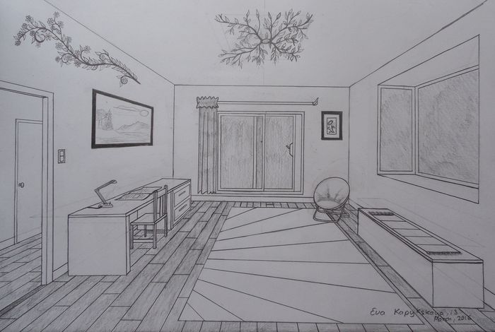 Art Studio PALETTE. Eva Kapytskaya Picture.  Pencil Design Interior 