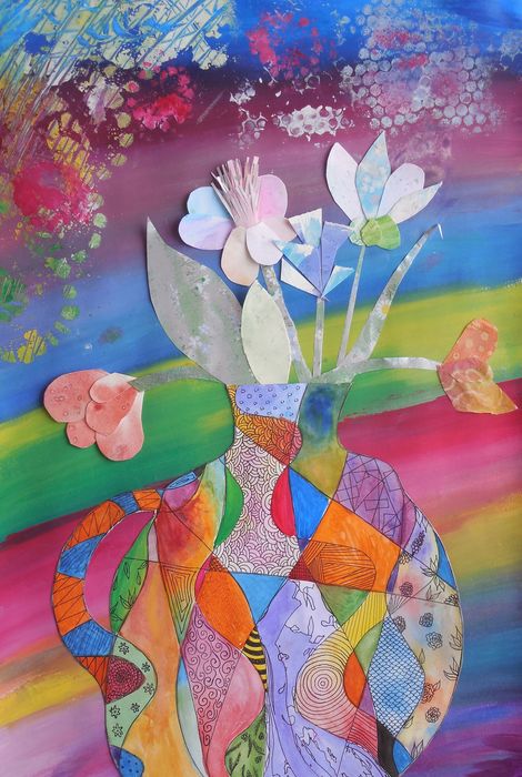 Art Studio PALETTE. Eva Kapytskaya Picture.  Applique Still Life Still Life Summer Project