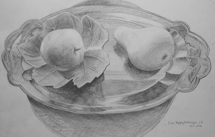 Art Studio PALETTE. Eva Kapytskaya Picture.  Pencil Still Life Still Life 