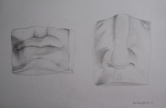 Art Studio PALETTE. Eva Kapytskaya Picture.  Pencil People Plaster Cast 