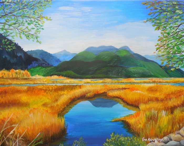 Art Studio PALETTE. Eva Kapytskaya Picture. Canvas Acrylic Landscape Nature 