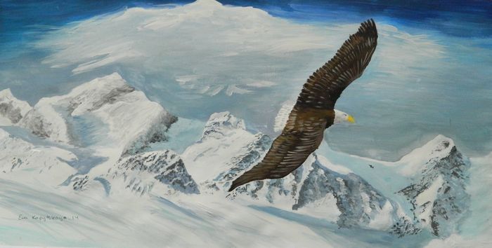 Art Studio PALETTE. Eva Kapytskaya Picture.  Tempera Animals Birds 