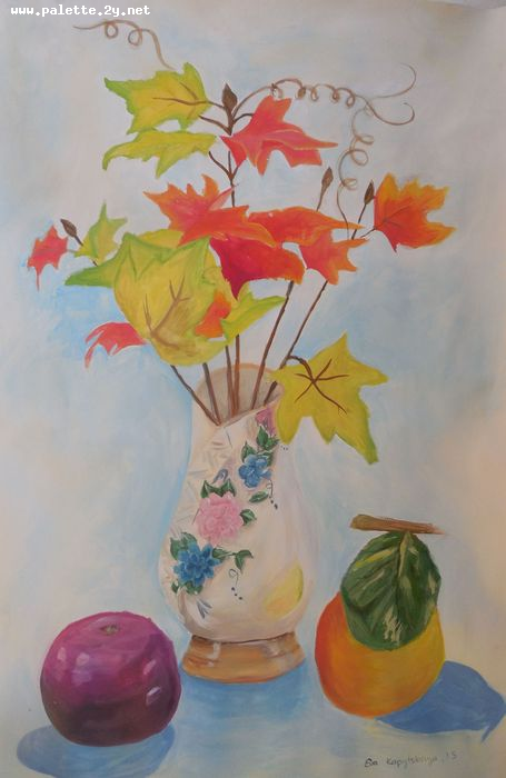 Art Studio PALETTE. Eva Kapytskaya Picture.  Tempera Still Life Still Life 