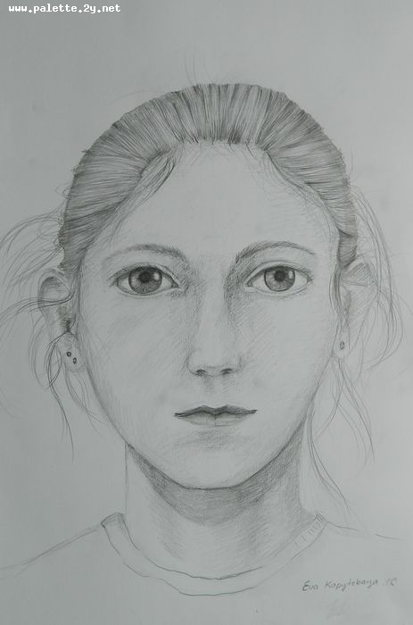 Art Studio PALETTE. Eva Kapytskaya Picture.  Pencil People Selfportrait 
