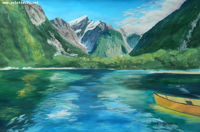 Art Studio PALETTE. Eva Kapytskaya Picture.  Tempera Landscape Nature 