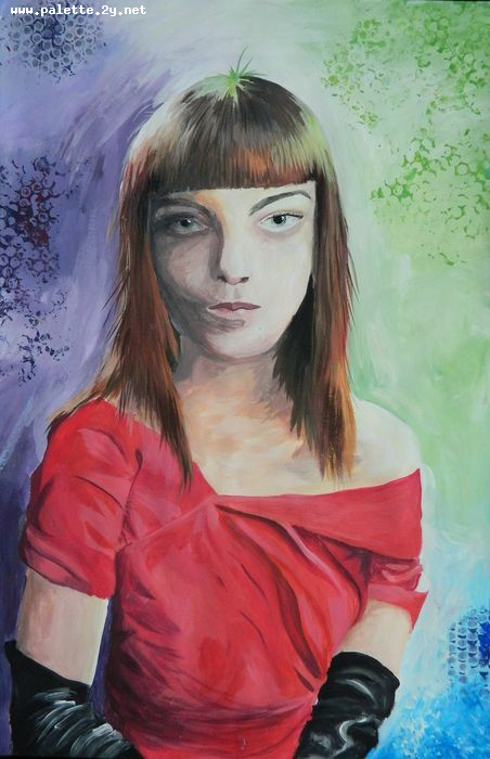 Art Studio PALETTE. Eva Kapytskaya Picture.  Tempera People Portrait 