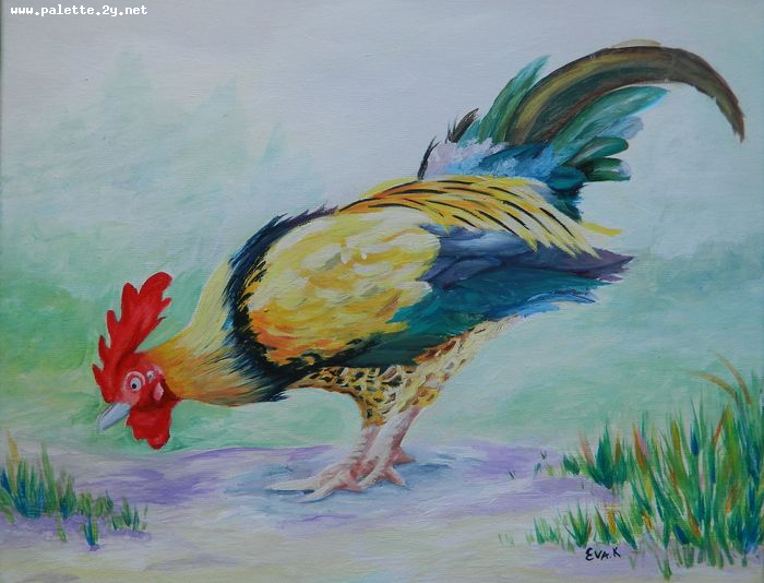 Art Studio PALETTE. Eva Kapytskaya Picture. Canvas Acrylic Animals Birds 