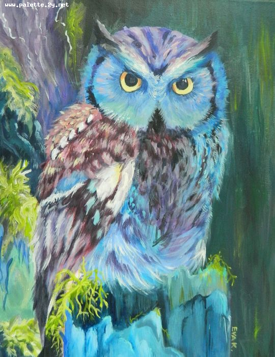 Art Studio PALETTE. Eva Kapytskaya Picture. Canvas Acrylic Animals Birds 