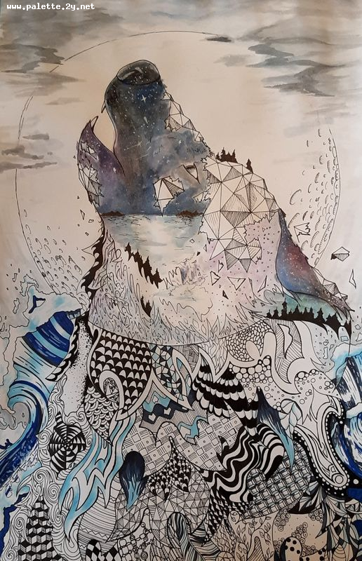 Art Studio PALETTE. Eva Kapytskaya Picture.  Watercolour, Ink Fantasy Zentangle 