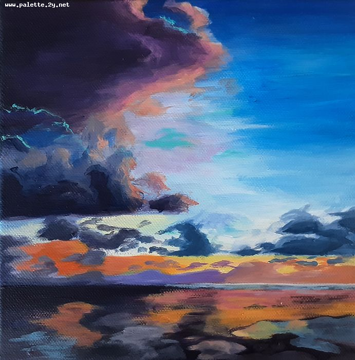 Art Studio PALETTE. Eva Kapytskaya Picture. Canvas Acrylic Landscape Seascape 