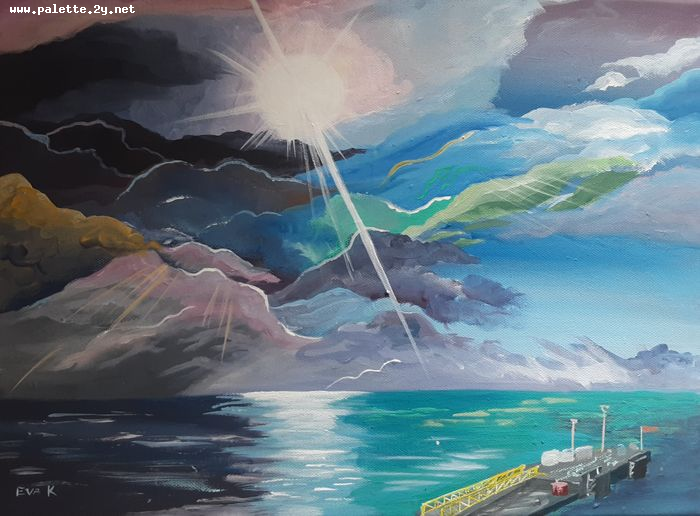 Art Studio PALETTE. Eva Kapytskaya Picture. Canvas Acrylic Landscape Nature 