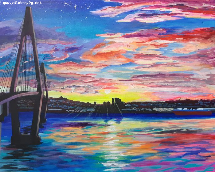 Art Studio PALETTE. Eva Kapytskaya Picture. Canvas Acrylic Landscape Seascape 