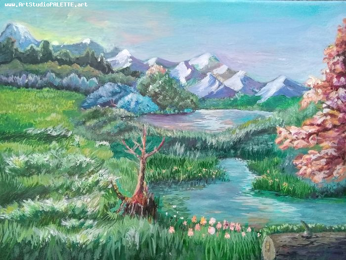 Art Studio PALETTE. Eva Kapytskaya Picture. Canvas Acrylic Landscape Nature 