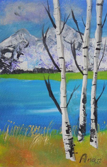 Art Studio PALETTE. Ana Visnjic Picture.  Tempera Landscape Trees 