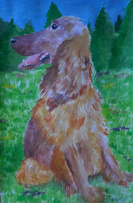 Art Studio PALETTE. Tanya Rubinova Picture.  Tempera Animals Dogs Друг
