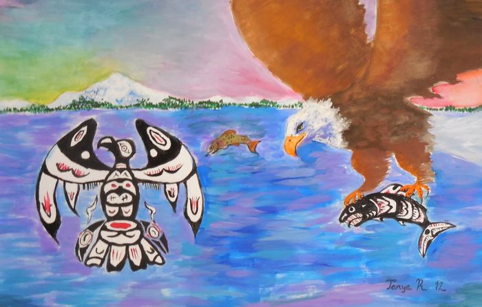 Art Studio PALETTE. Tanya Rubinova Picture.  Tempera Inspired by Indian Art 