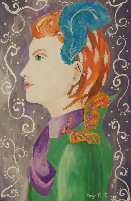 Art Studio PALETTE. Tanya Rubinova Picture.  Tempera People Portrait 