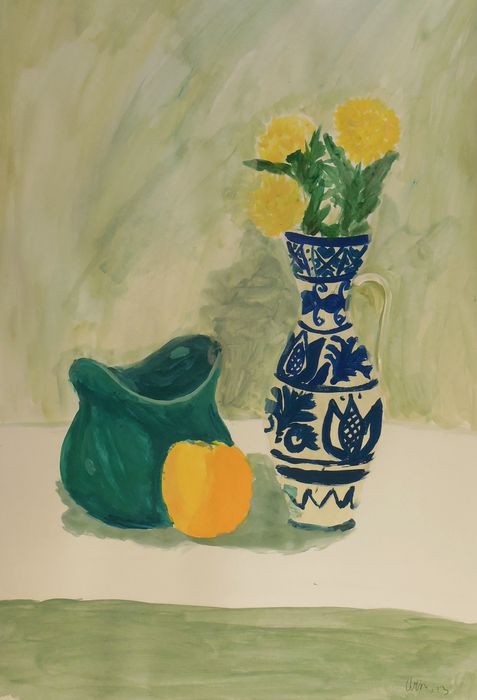 Art Studio PALETTE. Olivia Davidson Picture.  Tempera Still Life Still Life 