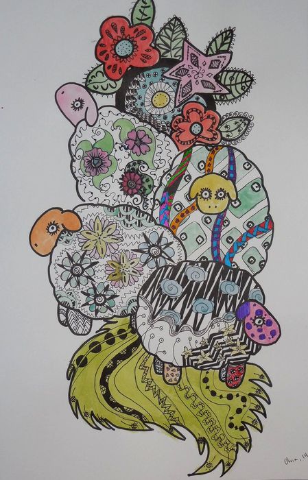 Art Studio PALETTE. Olivia Davidson Picture.  Watercolour, Ink Fantasy Zentangle 