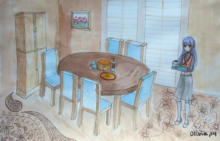 Art Studio PALETTE. Olivia Davidson Picture.  Watercolour, Ink Design Interior 