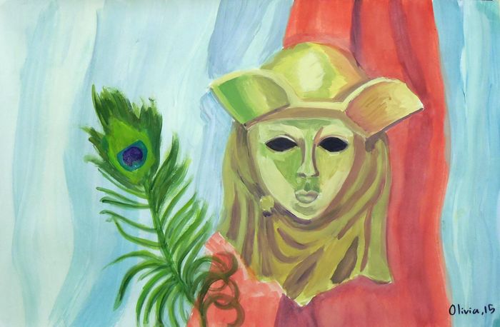 Art Studio PALETTE. Olivia Davidson Picture.  Tempera Fantasy Mask 