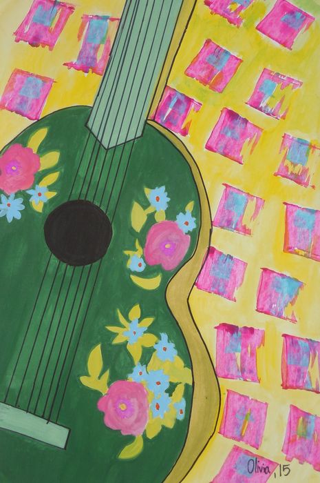 Art Studio PALETTE. Olivia Davidson Picture.  Marker, Tempera Still Life Music 