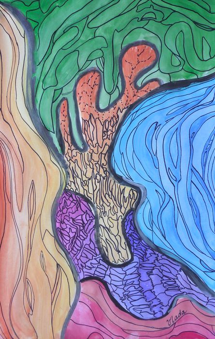 Art Studio PALETTE. Vladyslava Kozachok Picture.  Watercolour, Ink Fantasy Abstract 