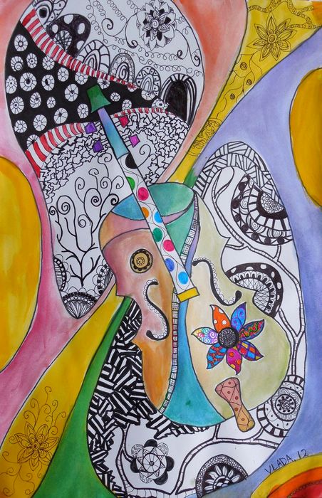 Art Studio PALETTE. Vladyslava Kozachok Picture.  Watercolour, Ink Fantasy Zentangle 